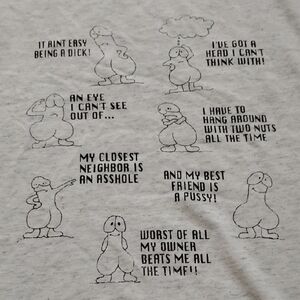 Men's Grey Vintage XL Single Stitch Funny NSFW Life of a Dick Cartoon Shirt